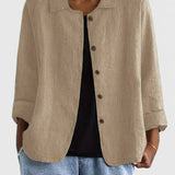 Veste Ample Boutonnée à Manches Trois-Quarts