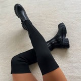 Bottes Chaussettes Semelle Épaisse Stretch Style Tendance