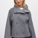 Manteau Femme Court Élégant Double Boutonnage