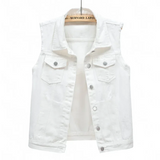 Jeanne | Gilet Jean Sans Manches & Style Tendance