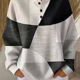 Pull femme maille gaufrée colour block col rond