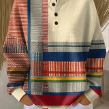 Pull femme maille gaufrée colour block col rond