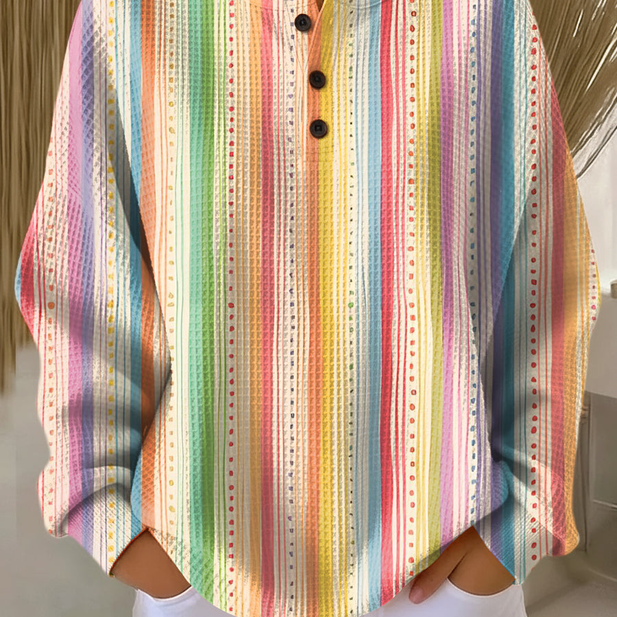 Pull femme maille gaufrée colour block col rond
