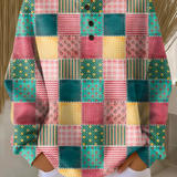 Pull femme maille gaufrée colour block col rond