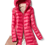 Doudoune Longue Brillante Capuche Ultra Chaude Élégance Hiver