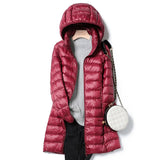 Doudoune Longue Brillante Capuche Ultra Chaude Élégance Hiver