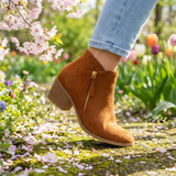 Bottines femme à zip latéral et talon carré