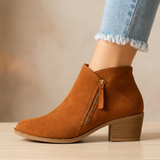 Bottines femme à zip latéral et talon carré