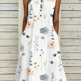 Robe Femme Fleurie Sans Manches – Robe Midi Décontractée