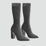 Bottes hautes chaussettes femme à talon bloc