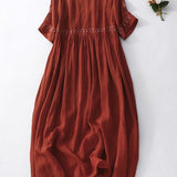 Robe Longue Fluide à Taille Froncée
