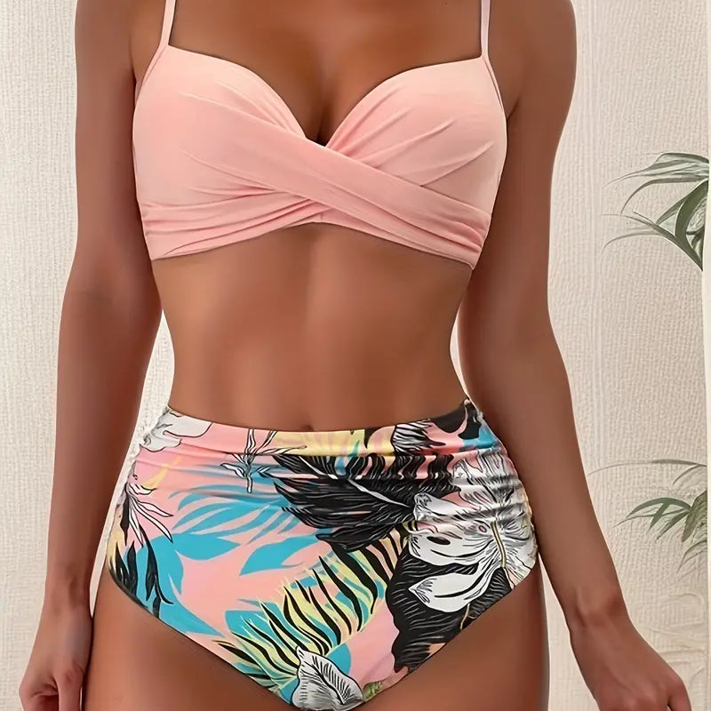 Maillot de Bain Taille Haute Drapé Maintien Élégance Été