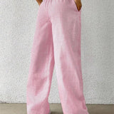 Pantalon Rayé Léger Taille Élastique Confort Été