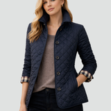 Veste matelassée femme à col pointu boutonnée
