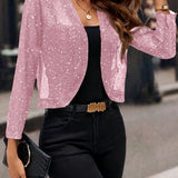 Cardigan court à sequins ouvert pour femme