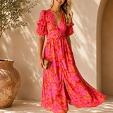 Robe Femme Bohème Longue Imprimé Fluide