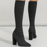 Bottes hautes chaussettes femme à talon bloc