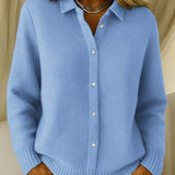 Gilet femme côtelé à col et boutons