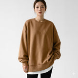 Sweat-shirt oversize femme col rond ourlet arrondi