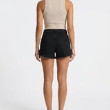 Short en jean femme coupe large effet usé