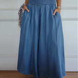 Pantalon Large à Taille Élastiquée et Poches
