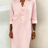 Robe Printemps En Coton Bleue Marine Femme
