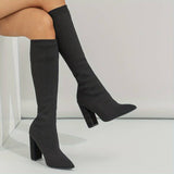 Bottes hautes chaussettes femme à talon bloc