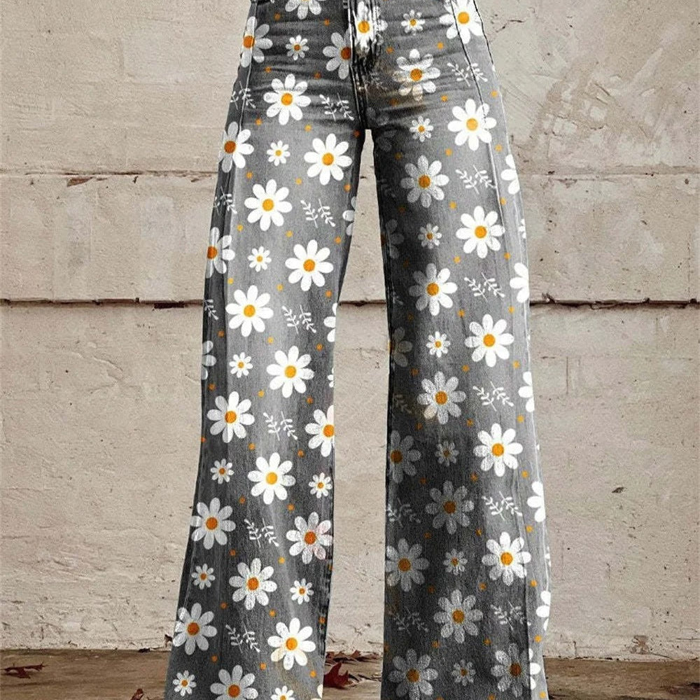 Pantalon Large à Imprimé Floral
