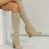 Bottes hautes chaussettes femme à talon bloc