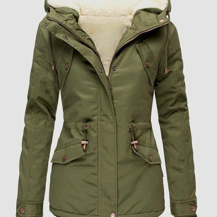 Veste Parka Capuche Doublure Chaude Coupe Cintrée Hiver