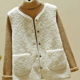Gilet Femme Sans Manches Doux Boutonné