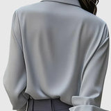 Chemise Drapée à Col Classique et Manches Longues