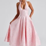 Robe Midi Évasée Bretelles Fines Dos Nu Élégance Romantique
