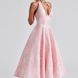 Robe Midi Évasée Bretelles Fines Dos Nu Élégance Romantique