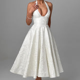 Robe Midi Évasée Bretelles Fines Dos Nu Élégance Romantique