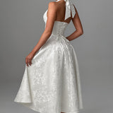 Robe Midi Évasée Bretelles Fines Dos Nu Élégance Romantique