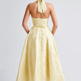 Robe Midi Évasée Bretelles Fines Dos Nu Élégance Romantique