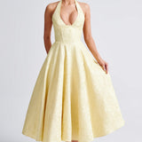 Robe Midi Évasée Bretelles Fines Dos Nu Élégance Romantique