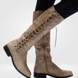 Bottes Hautes Lacets Talon Bas Style Cavalière Élégance Moderne