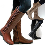 Bottes Hautes Lacets Talon Bas Style Cavalière Élégance Moderne
