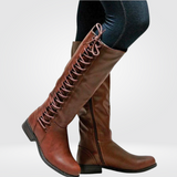 Bottes Hautes Lacets Talon Bas Style Cavalière Élégance Moderne