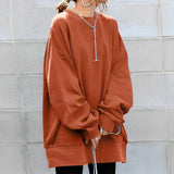 Sweat-shirt oversize femme col rond ourlet arrondi