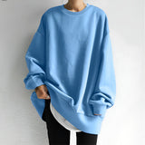 Sweat-shirt oversize femme col rond ourlet arrondi