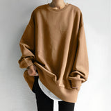 Sweat-shirt oversize femme col rond ourlet arrondi