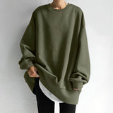 Sweat-shirt oversize femme col rond ourlet arrondi