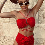 Maillot de Bain 1 Pièce Découpé à Bretelles Croisées