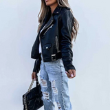 Blouson Biker Femme Similicuir – Veste Courte Rock Chic