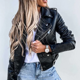Blouson Biker Femme – Veste Similicuir Courte Rock Chic