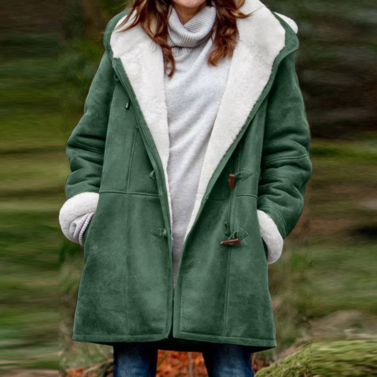 Manteau Polaire Capuche Boutonné Chaud Confort Hiver
