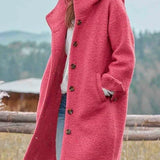Manteau Oversize Femme à Capuche – Veste Longue Boutonnée Confortable